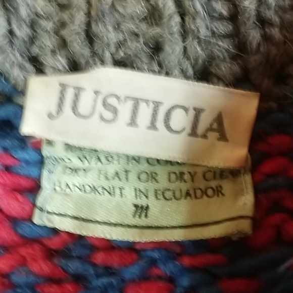 Justicia Vintage Hand Knit Sweater Ecuador Wool - Picture 3 of 6